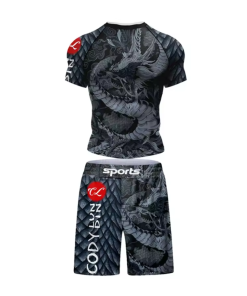 Shorts Y Rashguard Conjunto Mma- Bjj jiujitsu-spandex dragón