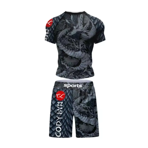 Shorts Y Rashguard Conjunto Mma- Bjj jiujitsu-spandex dragón